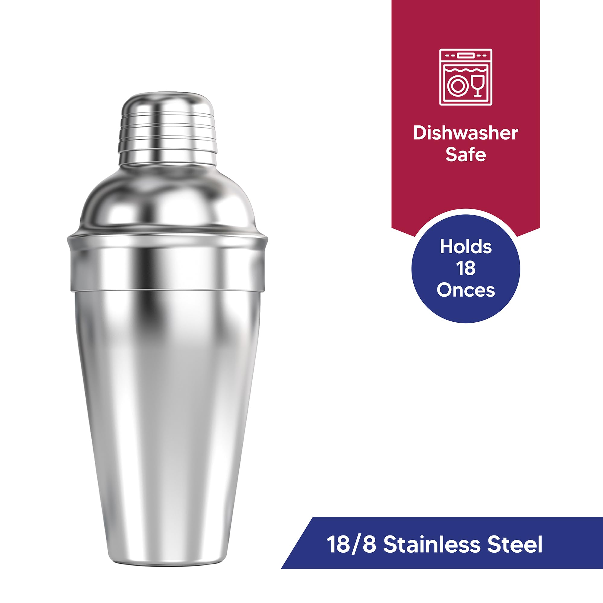 HIC Bar Cocktail Shaker, 18/8 Stainless Steel, Mirror Finish, 3-Piece Set, Holds 18-Ounces - Image 7