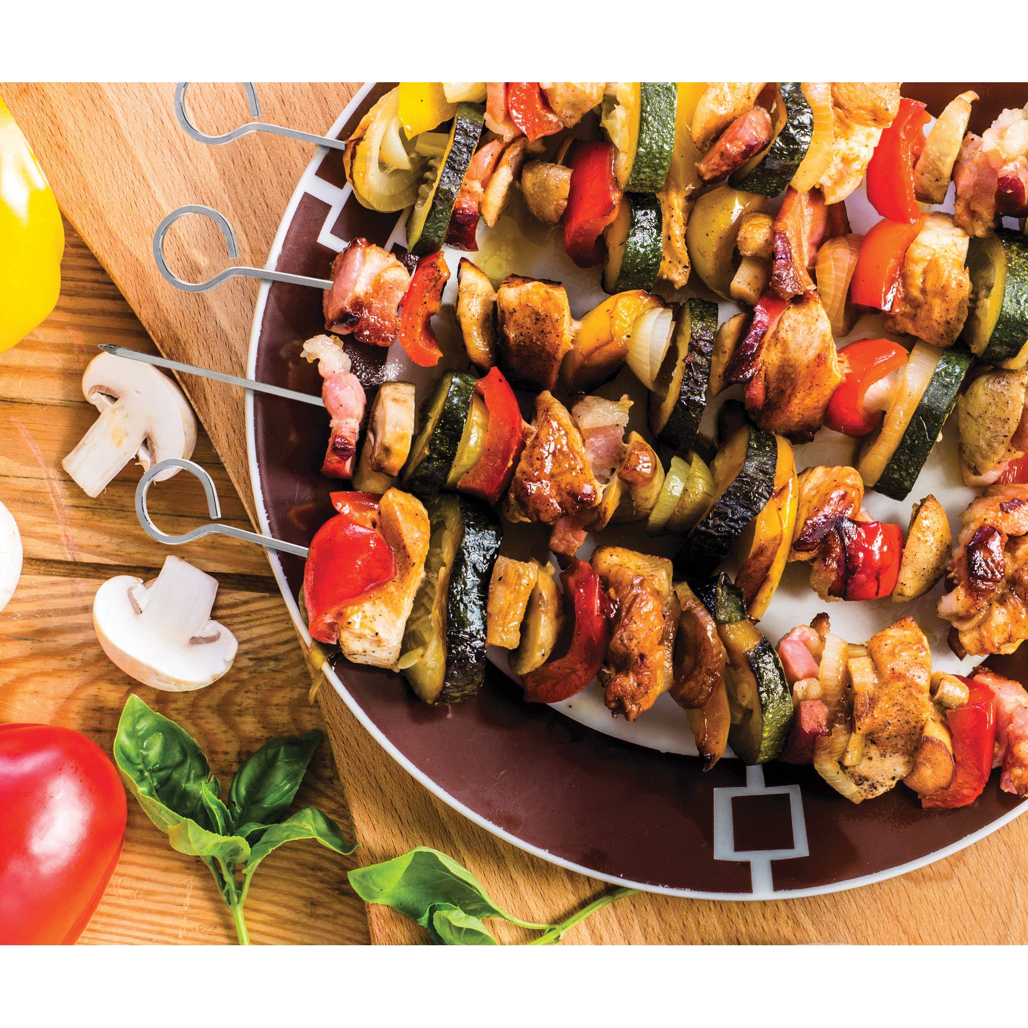 HIC Kitchen Reusable Barbecue and Grilling Shish Kabob Skewers with Ring-Handle Top, 12-Inches, Set of 8 - Image 5