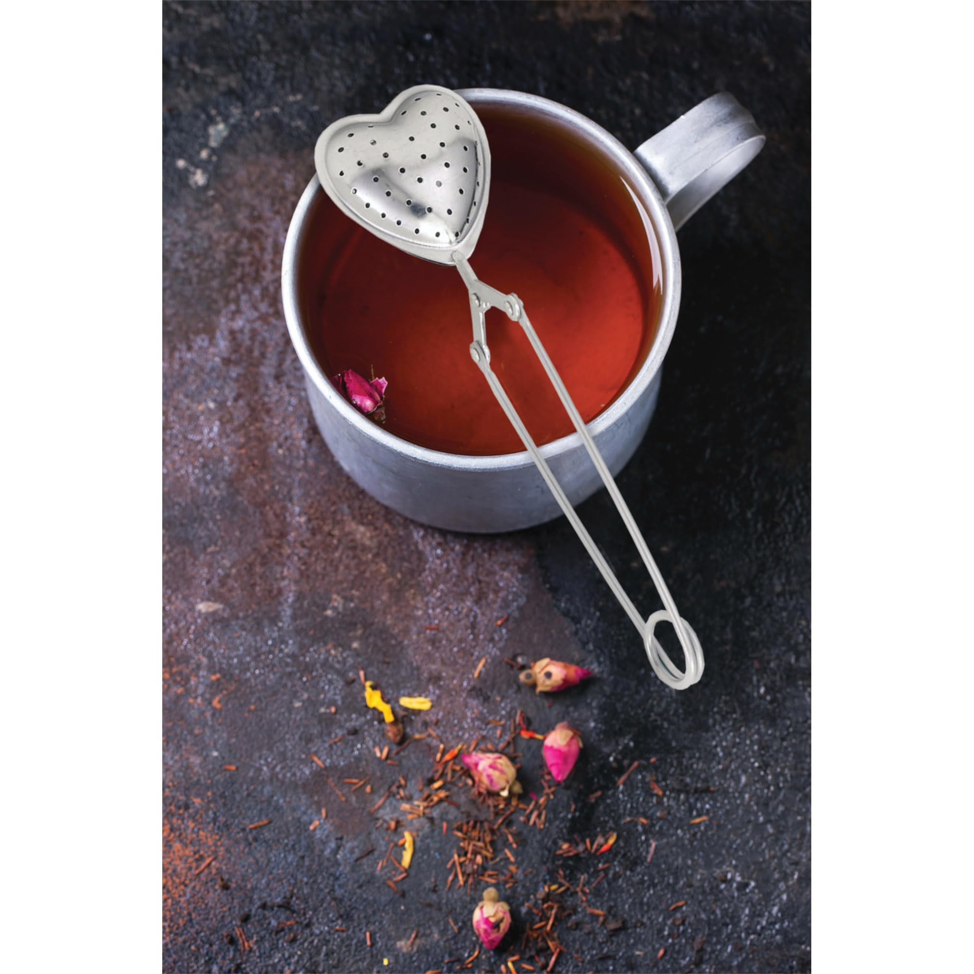 HIC Kitchen Snap Tea Infuser, Heart-Shaped, 18/8 Stainless Steel, For Loose Leaf Tea and Mulling Spices - Image 3