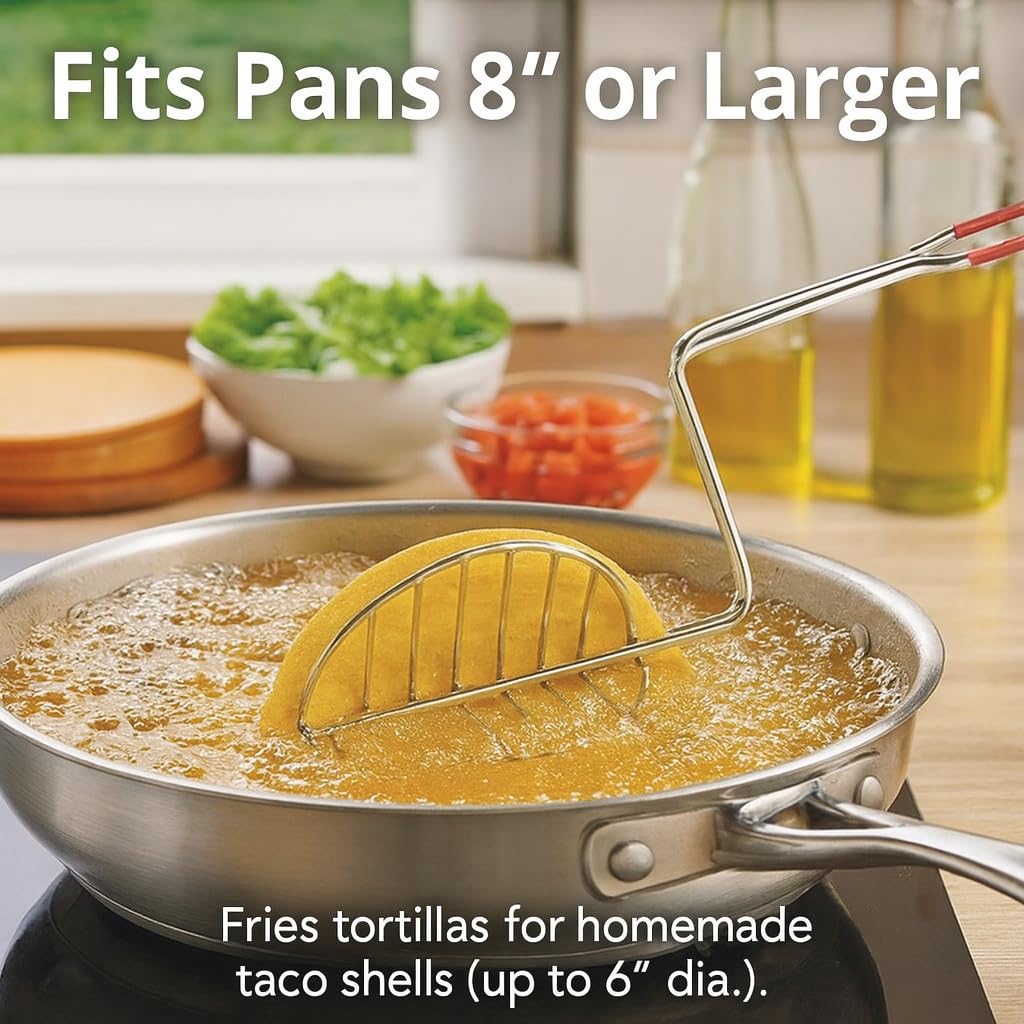 HIC Kitchen Taco Making Tools, Taco Shell Tongs, Steel, Stay-Cool Handle, For Frying Homemade Crispy Shells For Tacos, Appetizers, Dips, And Desserts - Image 5
