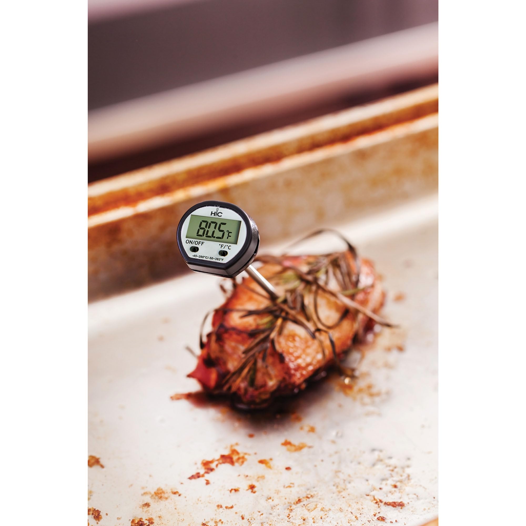 HIC Roasting Instant-Read Digital Meat Thermometer, Shatterproof LCD Display - Image 5